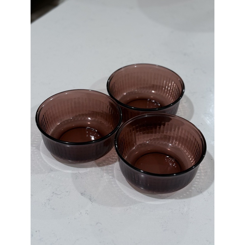 Forte Crisa Radiance Amethyst 5" Round Bowl, Set of 3, Vintage